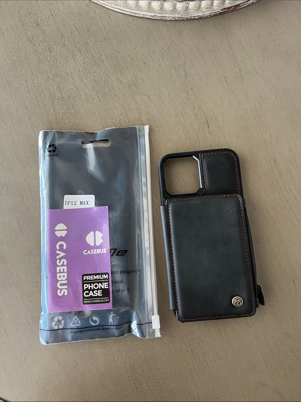 iPhone 12 Max Phone Case by CaseBus - dark brown Leather Wallet Phone Case NWT